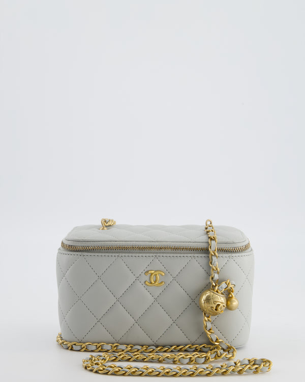 *HOT* Chanel Pastel Blue Coco Crush Vanity Bag in Lambskin Leather with Antique Gold Hardware