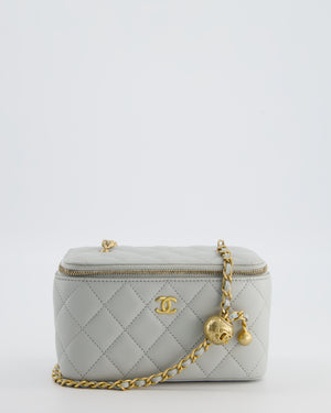 *HOT* Chanel Pastel Blue Coco Crush Vanity Bag in Lambskin Leather with Antique Gold Hardware