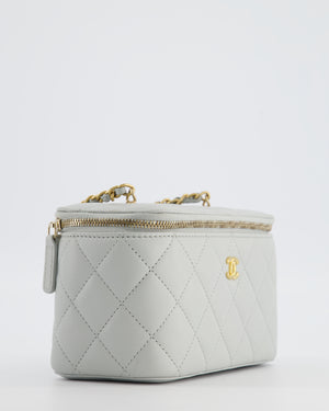 *HOT* Chanel Pastel Blue Coco Crush Vanity Bag in Lambskin Leather with Antique Gold Hardware