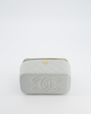 *HOT* Chanel Pastel Blue Coco Crush Vanity Bag in Lambskin Leather with Antique Gold Hardware