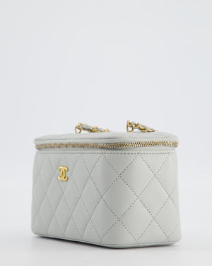 *HOT* Chanel Pastel Blue Coco Crush Vanity Bag in Lambskin Leather with Antique Gold Hardware