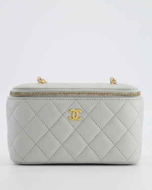 *HOT* Chanel Pastel Blue Coco Crush Vanity Bag in Lambskin Leather with Antique Gold Hardware