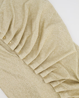 Paco Rabanne Gold Shimmery Sleeveless Mini Dress with Rouched Detail and Gold Buttons Size FR 38 (UK 10)