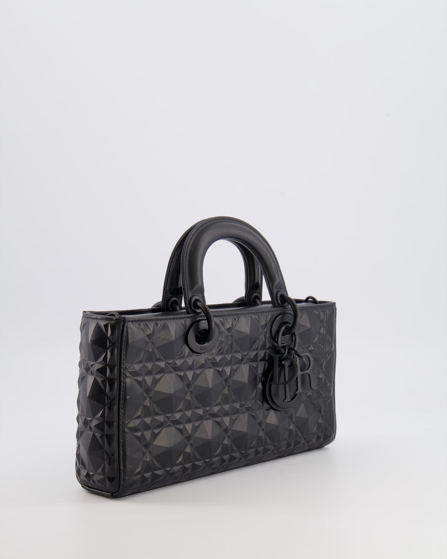 Christian Dior Black Ultramatte Diamond Cannage Motif Medium Lady D-Joy Bag RRP £4,250