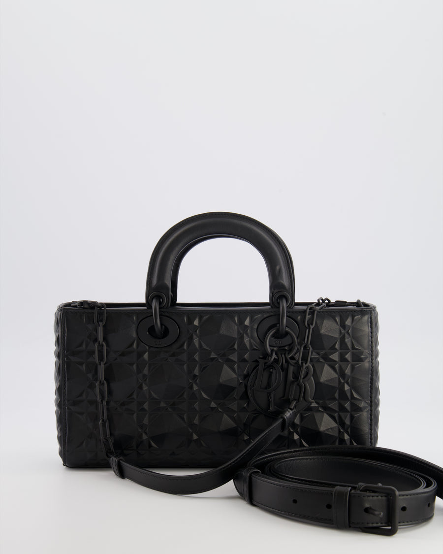 Christian Dior Black Ultramatte Diamond Cannage Motif Medium Lady D-Joy Bag RRP £4,250