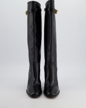 Christian Dior Black Empreinte Leather Boots in Calfskin with Gold Finish CD Signature Buckle Size EU 36.5