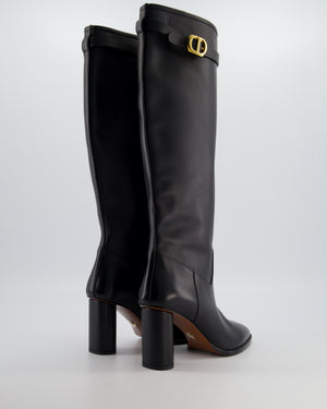 Christian Dior Black Empreinte Leather Boots in Calfskin with Gold Finish CD Signature Buckle Size EU 36.5