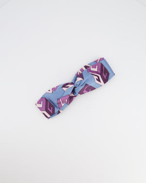 Gucci Blue and Purple Silk Logo Headband with Top Knot Detail