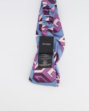 Gucci Blue and Purple Silk Logo Headband with Top Knot Detail