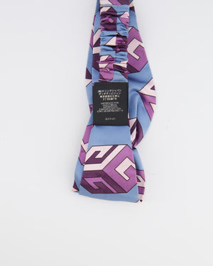Gucci Blue and Purple Silk Logo Headband with Top Knot Detail