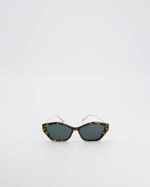 Christian Dior Brown Geometric Ladies Sunglasses with Green Lenses