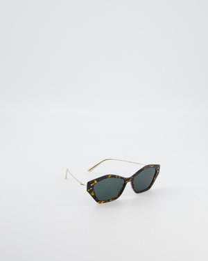 Christian Dior Brown Geometric Ladies Sunglasses with Green Lenses