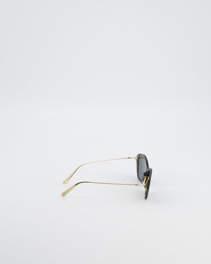 Christian Dior Brown Geometric Ladies Sunglasses with Green Lenses