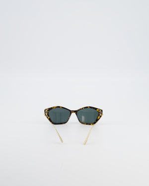 Christian Dior Brown Geometric Ladies Sunglasses with Green Lenses