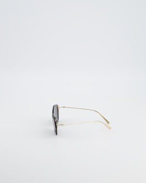 Christian Dior Brown Geometric Ladies Sunglasses with Green Lenses