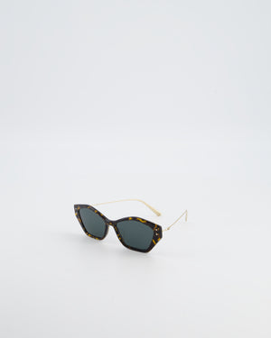 Christian Dior Brown Geometric Ladies Sunglasses with Green Lenses
