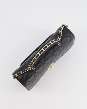 Chanel Black Wallet on Chain Bag with Chain Quilted Top Handle in Lambskin Leather with Champagne Gold Hardware