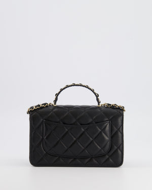 Chanel Black Wallet on Chain Bag with Chain Quilted Top Handle in Lambskin Leather with Champagne Gold Hardware