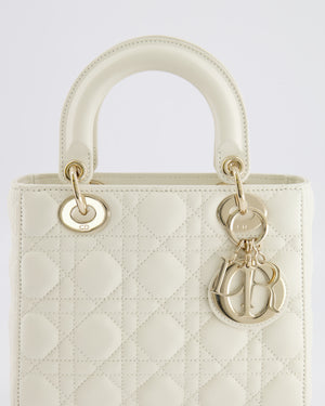 Christian Dior Latte Small Lady Dior My ABCDior Bag In Cannage Lambskin with Champagne Gold Hardware RRP £5,000