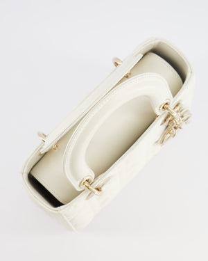 Christian Dior Latte Small Lady Dior My ABCDior Bag In Cannage Lambskin with Champagne Gold Hardware RRP £5,000