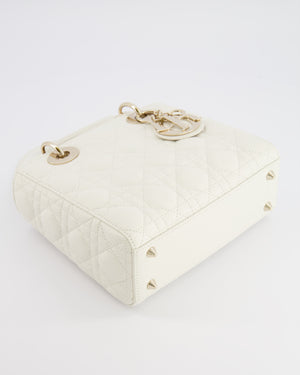 Christian Dior Latte Small Lady Dior My ABCDior Bag In Cannage Lambskin with Champagne Gold Hardware RRP £5,000
