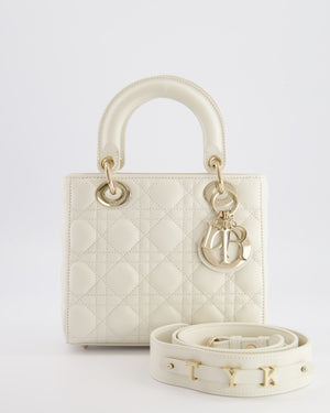 Christian Dior Latte Small Lady Dior My ABCDior Bag In Cannage Lambskin with Champagne Gold Hardware RRP £5,000