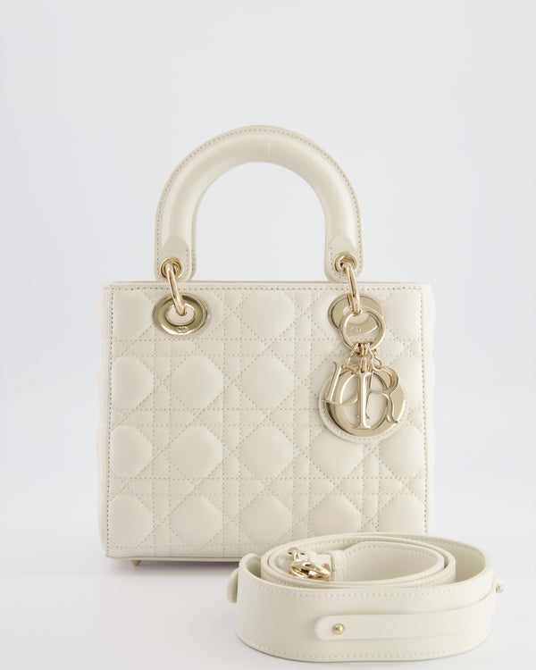 Christian Dior Latte Small Lady Dior My ABCDior Bag In Cannage Lambskin with Champagne Gold Hardware RRP £5,000