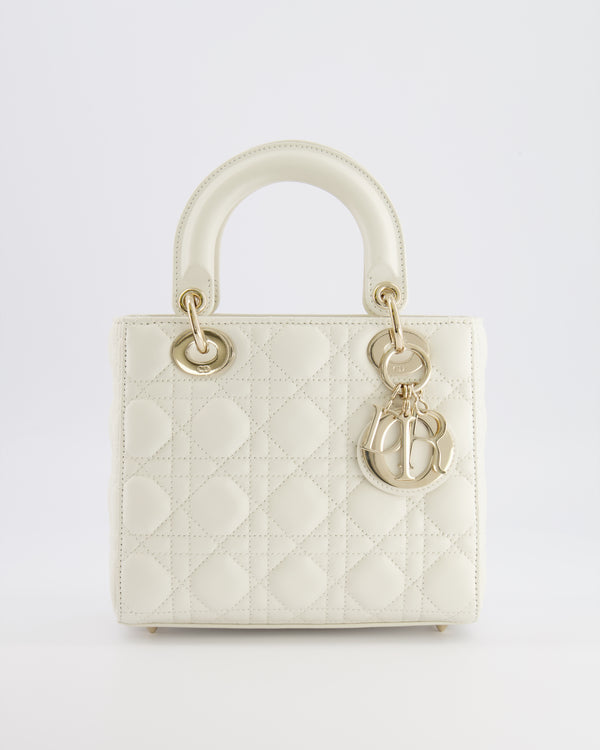 Christian Dior Latte Small Lady Dior My ABCDior Bag In Cannage Lambskin with Champagne Gold Hardware RRP £5,000