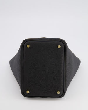 Hermès Picotin Lock Bag 18cm in Noir Clemence Leather with Gold Hardware