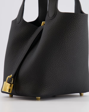 Hermès Picotin Lock Bag 18cm in Noir Clemence Leather with Gold Hardware