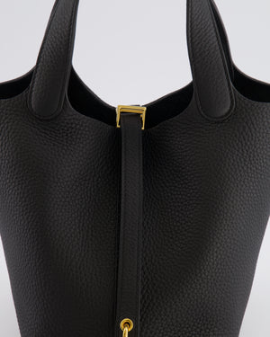 Hermès Picotin Lock Bag 18cm in Noir Clemence Leather with Gold Hardware