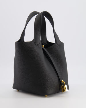 Hermès Picotin Lock Bag 18cm in Noir Clemence Leather with Gold Hardware