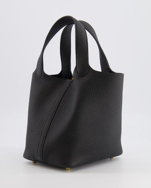 Hermès Picotin Lock Bag 18cm in Noir Clemence Leather with Gold Hardware