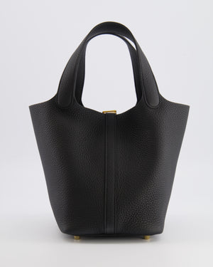 Hermès Picotin Lock Bag 18cm in Noir Clemence Leather with Gold Hardware