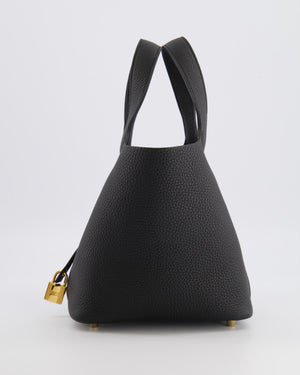 Hermès Picotin Lock Bag 18cm in Noir Clemence Leather with Gold Hardware