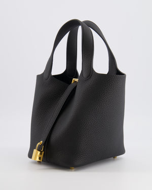 Hermès Picotin Lock Bag 18cm in Noir Clemence Leather with Gold Hardware