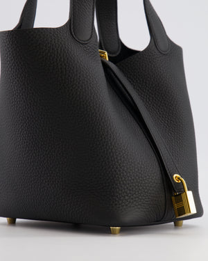 Hermès Picotin Lock Bag 18cm in Noir Clemence Leather with Gold Hardware