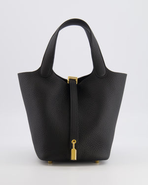 Hermès Picotin Lock Bag 18cm in Noir Clemence Leather with Gold Hardware