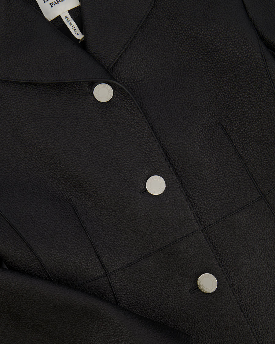 Hermès Black Leather Equestrian Jacket with Palladium Buttons Size FR 34 (UK 6) RRP £7,360