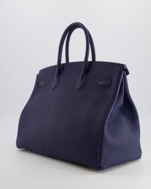 Hermès Birkin 35 Retourne Bag in Bleu Saphir Clemence Leather with Gold Hardware