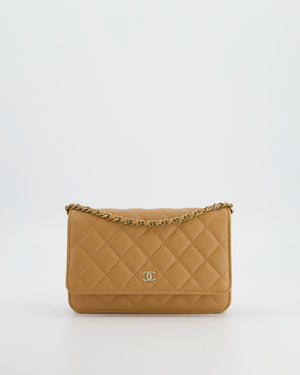 Chanel Caramel Wallet on Chain Bag in Caviar Leather with Champagne Gold Hardware