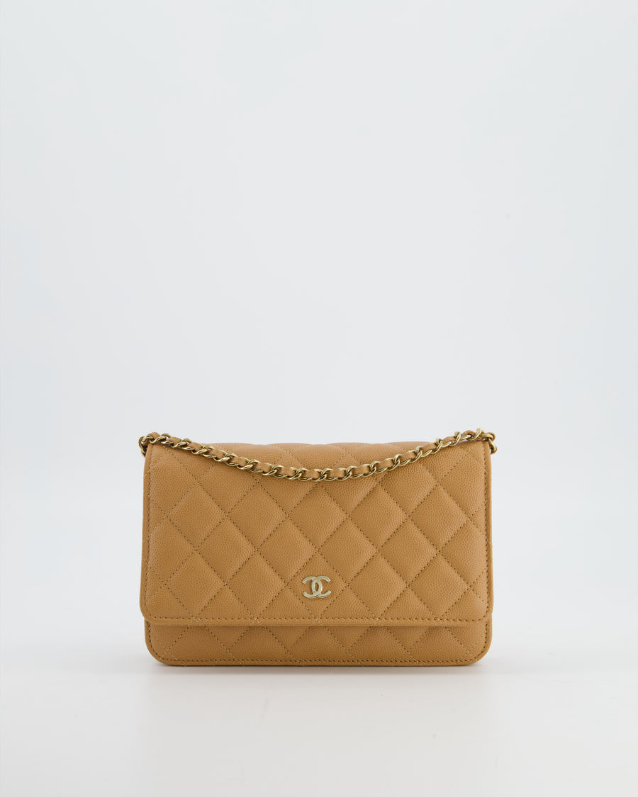 Chanel Caramel Wallet on Chain Bag in Caviar Leather with Champagne Gold Hardware