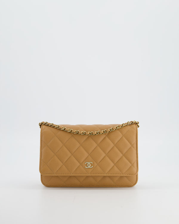 Chanel Caramel Wallet on Chain Bag in Caviar Leather with Champagne Gold Hardware