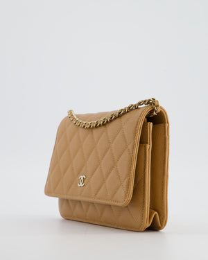 Chanel Caramel Wallet on Chain Bag in Caviar Leather with Champagne Gold Hardware