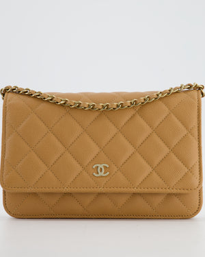 Chanel Caramel Wallet on Chain Bag in Caviar Leather with Champagne Gold Hardware