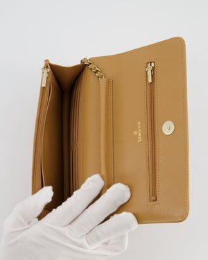 Chanel Caramel Wallet on Chain Bag in Caviar Leather with Champagne Gold Hardware