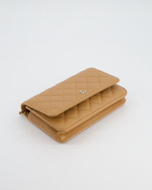 Chanel Caramel Wallet on Chain Bag in Caviar Leather with Champagne Gold Hardware