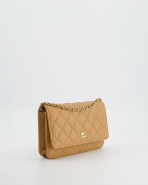 Chanel Caramel Wallet on Chain Bag in Caviar Leather with Champagne Gold Hardware