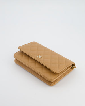 Chanel Caramel Wallet on Chain Bag in Caviar Leather with Champagne Gold Hardware