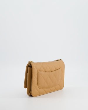 Chanel Caramel Wallet on Chain Bag in Caviar Leather with Champagne Gold Hardware